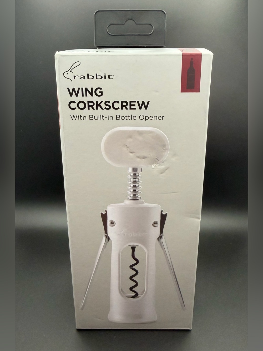 Rabbit White Wing Corkscrew with Built-In Bottle Opener